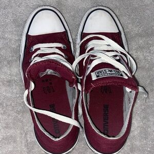 Converse Maroon Canvas Sneakers with White Accents